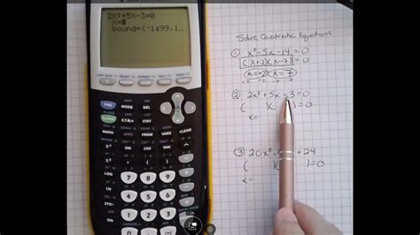 A demonstration of the techniques for finding the zeros or roots of a quadratic function to solve a quadratic equation on the Ti84 graphing calculator.. 