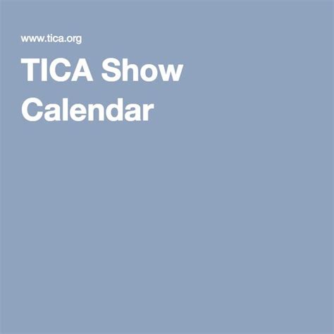 Tica Org Show Calendar