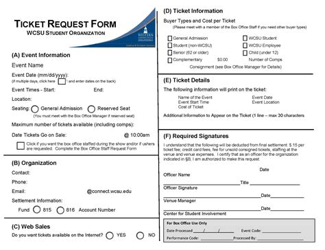 Ticket Request Form The Center for Student Involvement