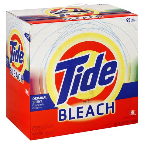 Tide with bleach. The short answer is no. Mixing OxiClean and bleach is extremely dangerous. OxiClean breaks down into hydrogen peroxide, and combining hydrogen peroxide with chlorine bleach creates a chemical reaction and poisonous gases. Breathing high levels of these toxic fumes can be fatal, especially in a room with poor ventilation. 