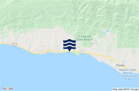The tide timetable below is calculated from Santa Barbara, California but is also suitable for estimating tide times in the following locations: Santa Barbara (0km/0mi) Toro Canyon (8.4km/5.3mi) Goleta (9.2km/5.8mi) Isla Vista (10.9km/6.8mi) Rincon Island (20.9km/13mi). 