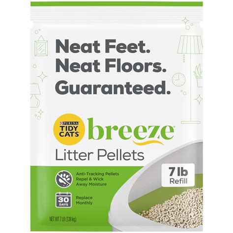 Tidy cat breeze pellets. Tidy Cats Breeze cat litter pellets capture solid waste on top to make removal effortless, letting urine pass through to the super absorbent kitty litter pads below. Each Breeze cat litter box pad is guaranteed to prevent ammonia odor for 7 days for one cat. This easy-to-maintain Purina Tidy Cats Breeze cat litter box system starter kit takes ... 