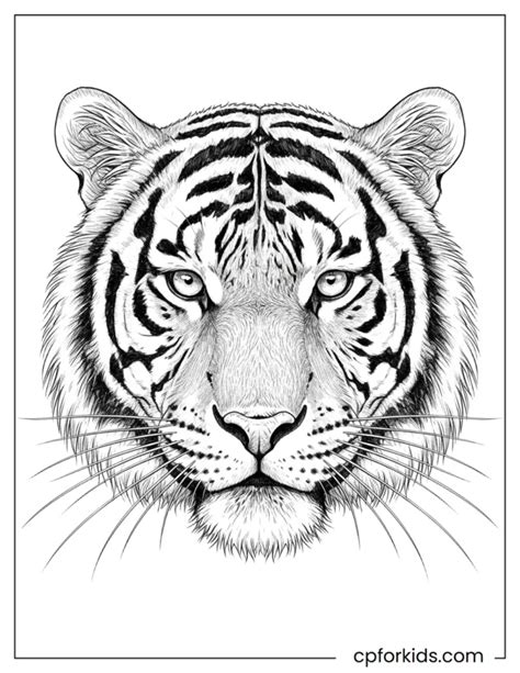 Tiger Face Coloring Pages With Downloadable PDF