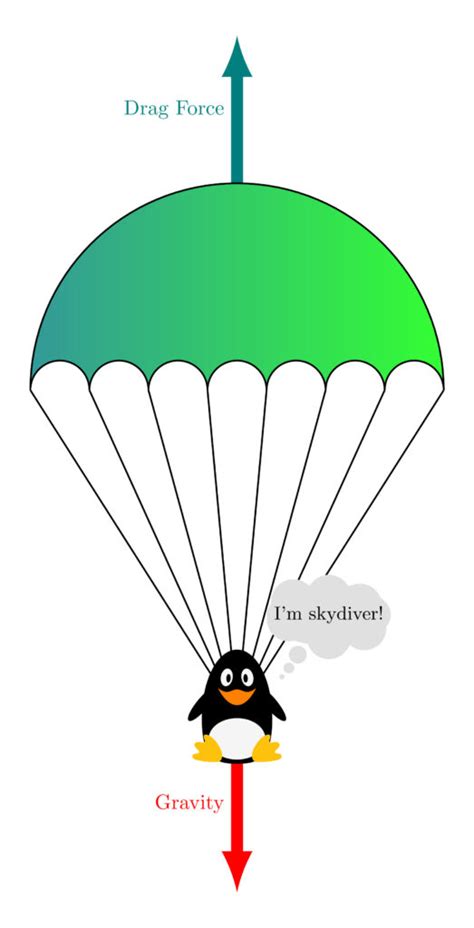 TikZ Free Body Diagram Skydiver with Parachute TikZBlog