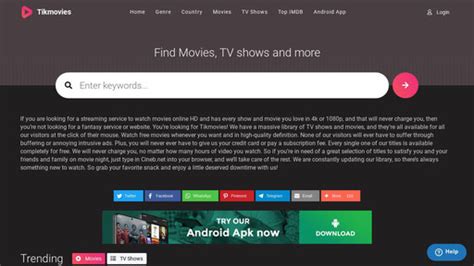 Tikmovies. Tikmovies draws its inspiration from the fusion of classic cinema and the snappy engagement of TikTok’s content style. It suggests a platform aiming to deliver movie streaming with an added layer of social media interactivity. The name encapsulates a dual focus: the timeless allure of movies and the contemporary … 