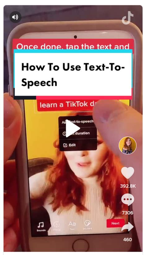 Tiktok text to speech. Jun 25, 2023 · To add a caption, open the editing menu on the right, select “ Text ,” type your caption, and tap “ Done .”. To access the text-to-speech feature, tap on your text and choose “ Text to Speech .”. Select the voice you believe is the most suitable by browsing through all the available options, and then tap “ Done .”. 
