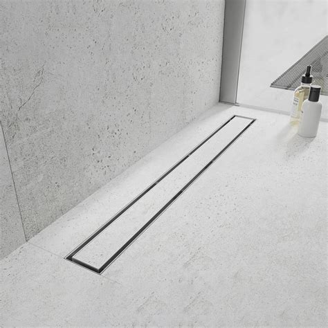 Tile in linear drain. Here are just a few of our favorite benefits of linear drains: A flush drain and slope of the floor in one direction means reduced tripping hazards. Easy to clean. Allows for curbless showers and ADA compliant showers. Option to use large format tiles on the floor. Variety of styles and finishes to fit any bathroom. 