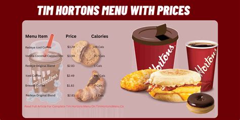 Tim Hortons menu in Oakville, Ontario, Canada - Sirved