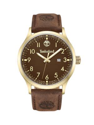 Timberland Trumbull Goldtone Stainless Steel & Leather Strap …