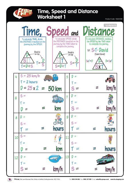 Time, Distance and Speed worksheet