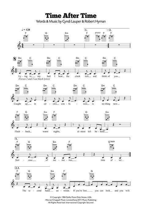 Time After Time Ukulele Chords Sheet and Chords Collection