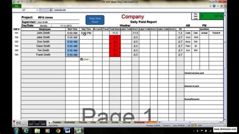 Time And Motion Study Template Excel