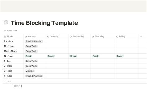 Time Blocking Notion Template