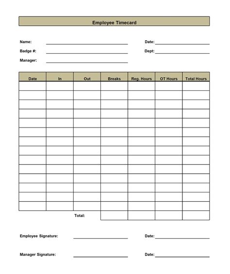 Time Card Template Excel Time Card Template