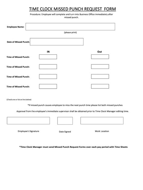 Time Clock Missed Punch Request Form 20172022 Fill and Sign
