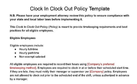 Time Clock Policy & Procedures DocsLib