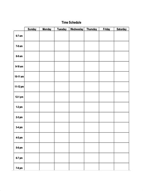 Time Management Schedule Template task list templates