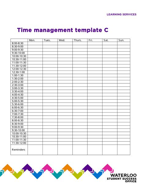 Time Management Tracking Sheet Template Waterloo Student Success