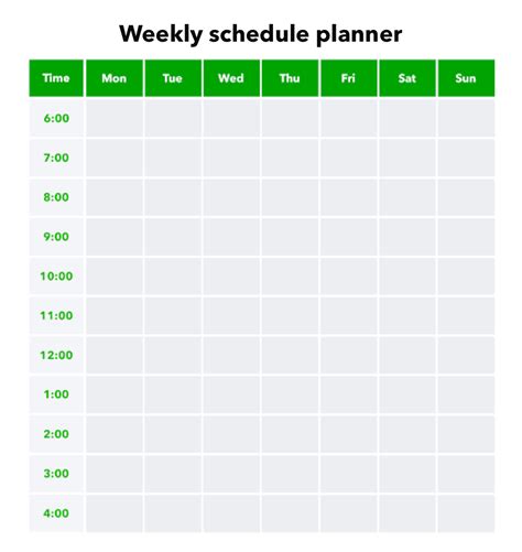 Time Schedule Templates