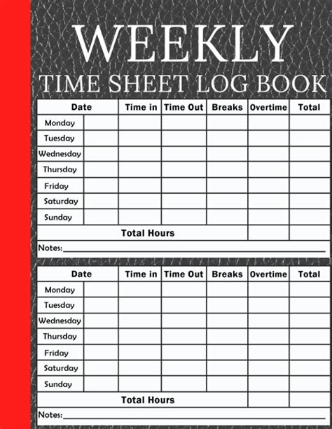 Time Sheet Log Book Blank Timeline Sheets, Time Sheets For Employees