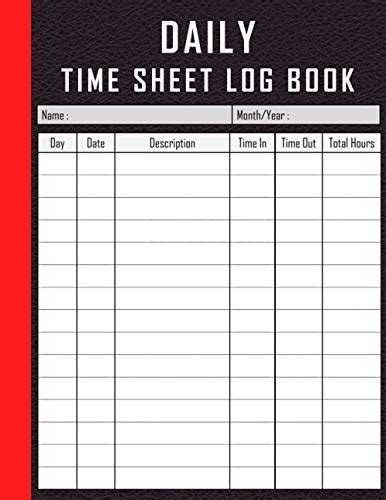 Time Sheet Log Book Daily Employee Time Log, Time Sheets Log Book