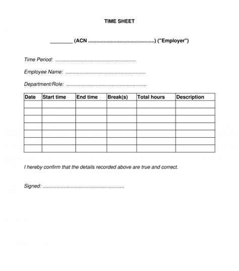 Time Sheet Sample Template to Fill out Word and PDF