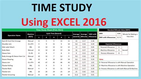 Time Study in Industrial Engineering using Microsoft Excel YouTube