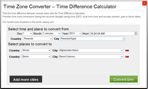 Time Zone Converter Calculator