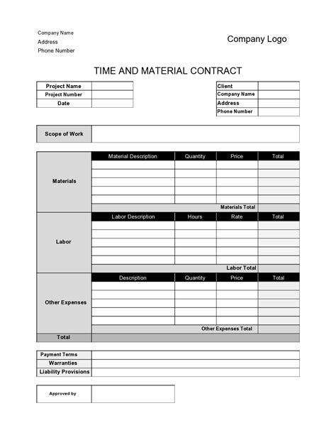 Time and Materials Contract Template Inspiring Time and Material Daily Log In Word and Pdf