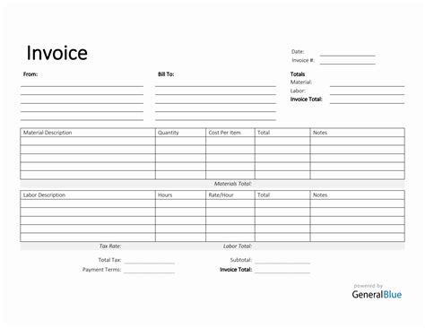 Time and Materials Invoice in PDF (Simple)