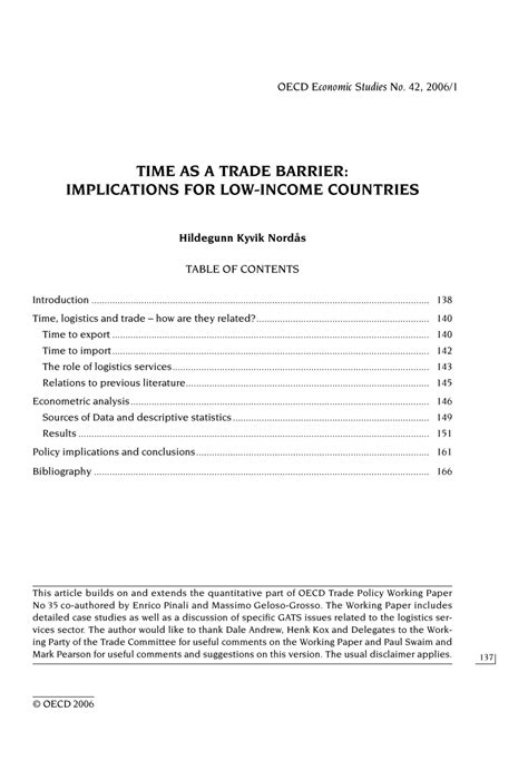 Time as a trade barrier: Implications for low-income countries