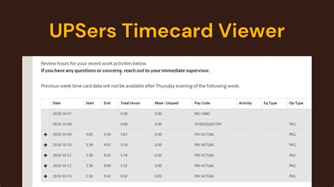 Upsers.com also has a view time card section