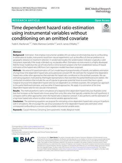 Time dependent hazard ratio estimation using instrumental