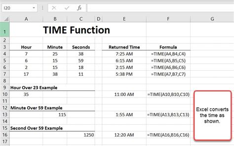 Time formula in excel