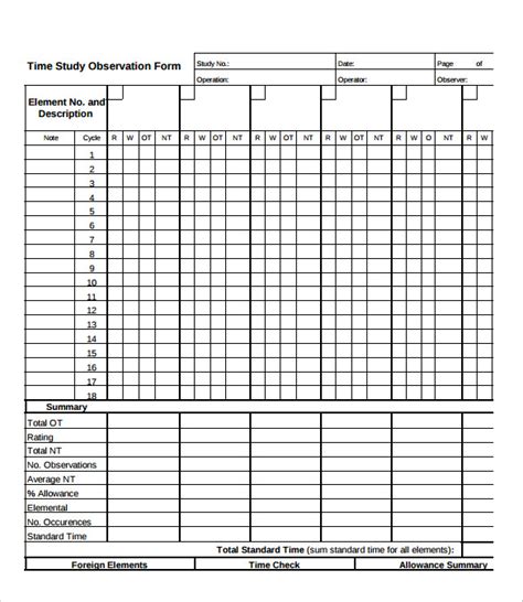 Time measurement sheet r/industrialengineering