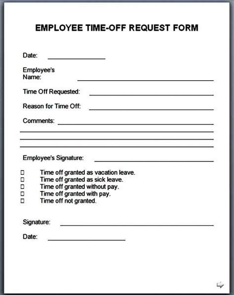 Time off Request Form Sample Mous Syusa