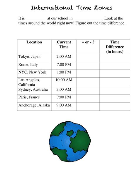 Time zone worksheet 2 Jennifer Semmes Library Formative