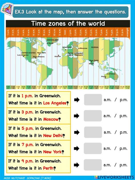 Time zones exercise Live Worksheets Worksheets Library