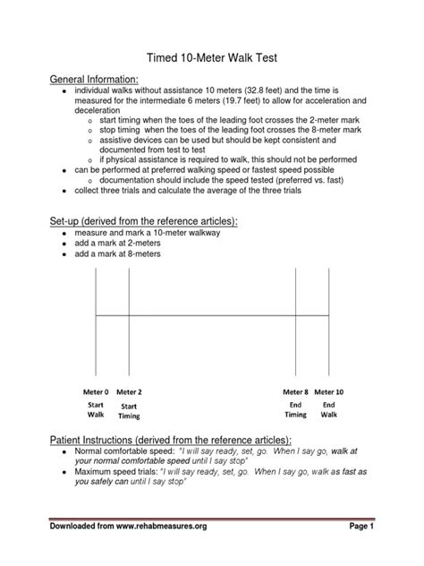 Timed 10Meter Walk Test General Information