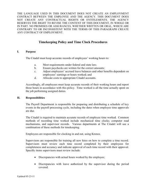 Timekeeping Policy Template