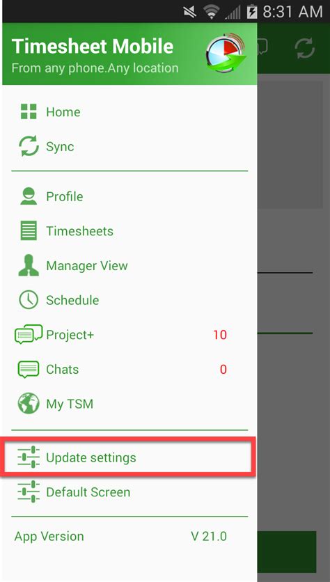 Timesheet Mobile App Settings Now Linked to Server Timesheet Mobile