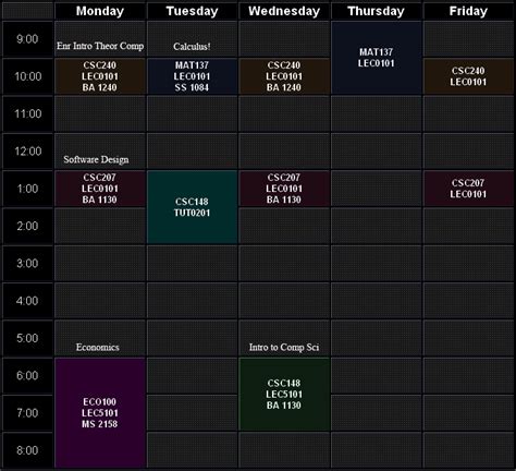 Timetable - University of Toronto