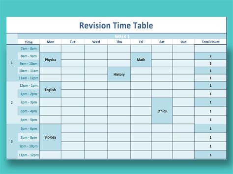Timetable Template Free TimetabletemplateExcel Revision timetable