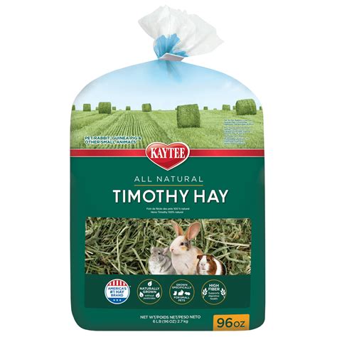 Timothy hay for rabbits. Vitakraft Timothy Hay for Small Animals is the perfect rabbit food, guinea pig food, or chinchilla food for everyday consumption. Timothy hay is lower in protein and higher in fiber than alfalfa hay, making it ideal adult rabbit food due to lower protein and calcium requirements. 