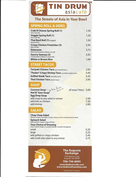 Tin Drum Menu and Prices - Menu With Price