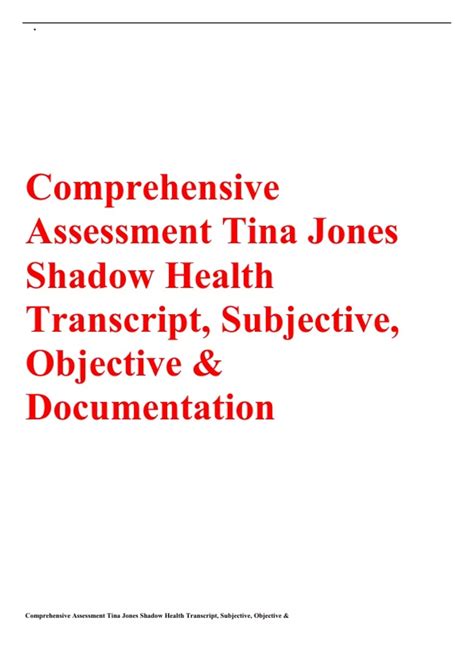 Tina jones comprehensive assessment answers. .  <a href=https://testing...
