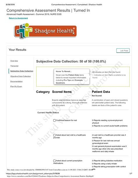 Download Shadow Health | Tina Jones | Respiratory Assessment 2022/2023 and more Nursing Exams in PDF only on Docsity! Shadow Health Tina Jones Respiratory Assessment Asked about asthma - Reports having asthma Reports asthma exacerbations Asked about severity of asthma - Reports asthma exacerbations occur up to 2 times a week Reports asthma exacerbations last around five minutes Asked most .... 