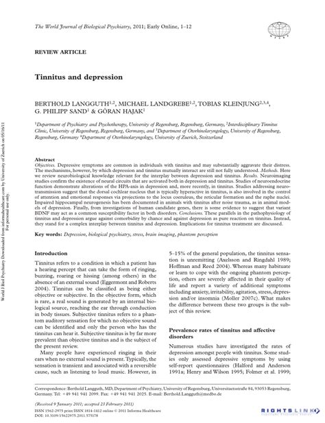 Tinnitus depression reddit.  In this article, we will explore the rela...