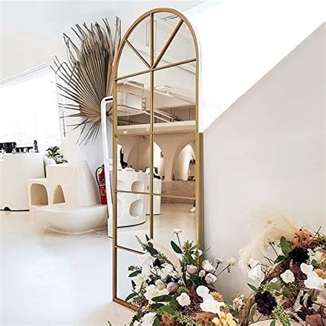 TinyTimes 65×22" Arched Window Finished Full Length Mirror, Wall Mirror ...