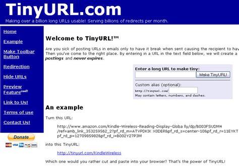 Tinyurl website. View Plans Create Free Account. TinyURL plans include: Detailed Link Analytics. Fully Branded Domains. Bulk Short URLs. Link Management Features. 300x270. Create short and branded links with TinyURL. Track link performance, import or purchase branded domains, and run campaigns with bulk link shortening. 